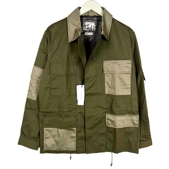 New Marc Jacobs Men IT 46 Olive Green Color Block Twill Safari Jacket Italy $700 - Picture 5 of 16